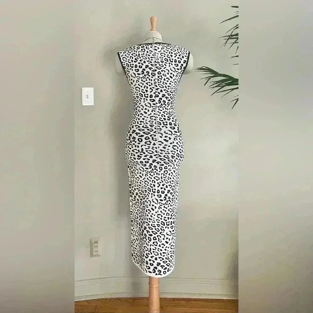 BCBGMAXAZRIA Ruby Snow Leopard Bodycon Cocktail Dress - XS - Picture 3 of 9